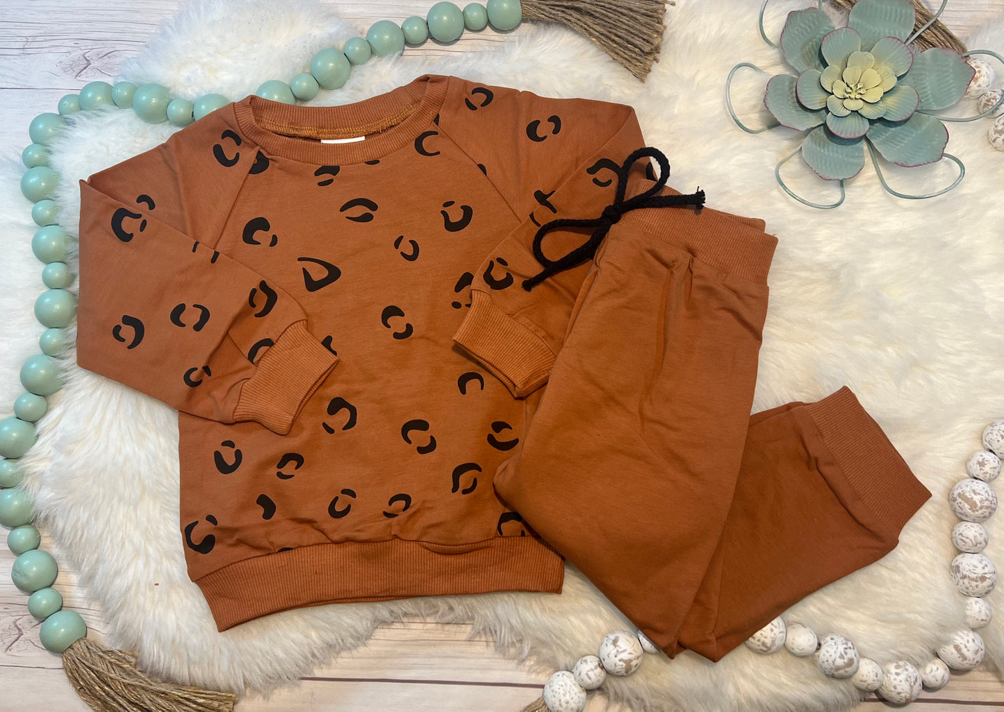 Rust Leopard Sweat Set