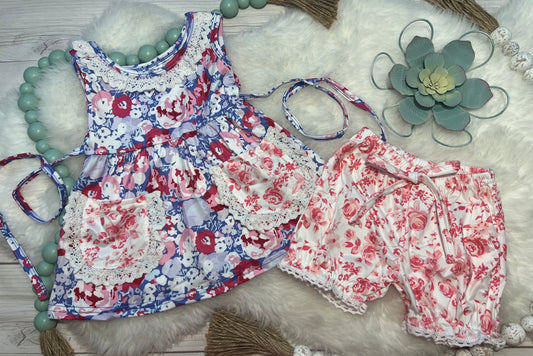 Pink and Purple Floral Bloomer Set