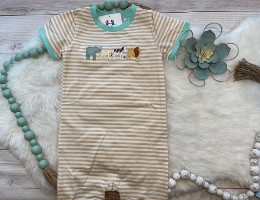 Zoo Beige Stripe Romper