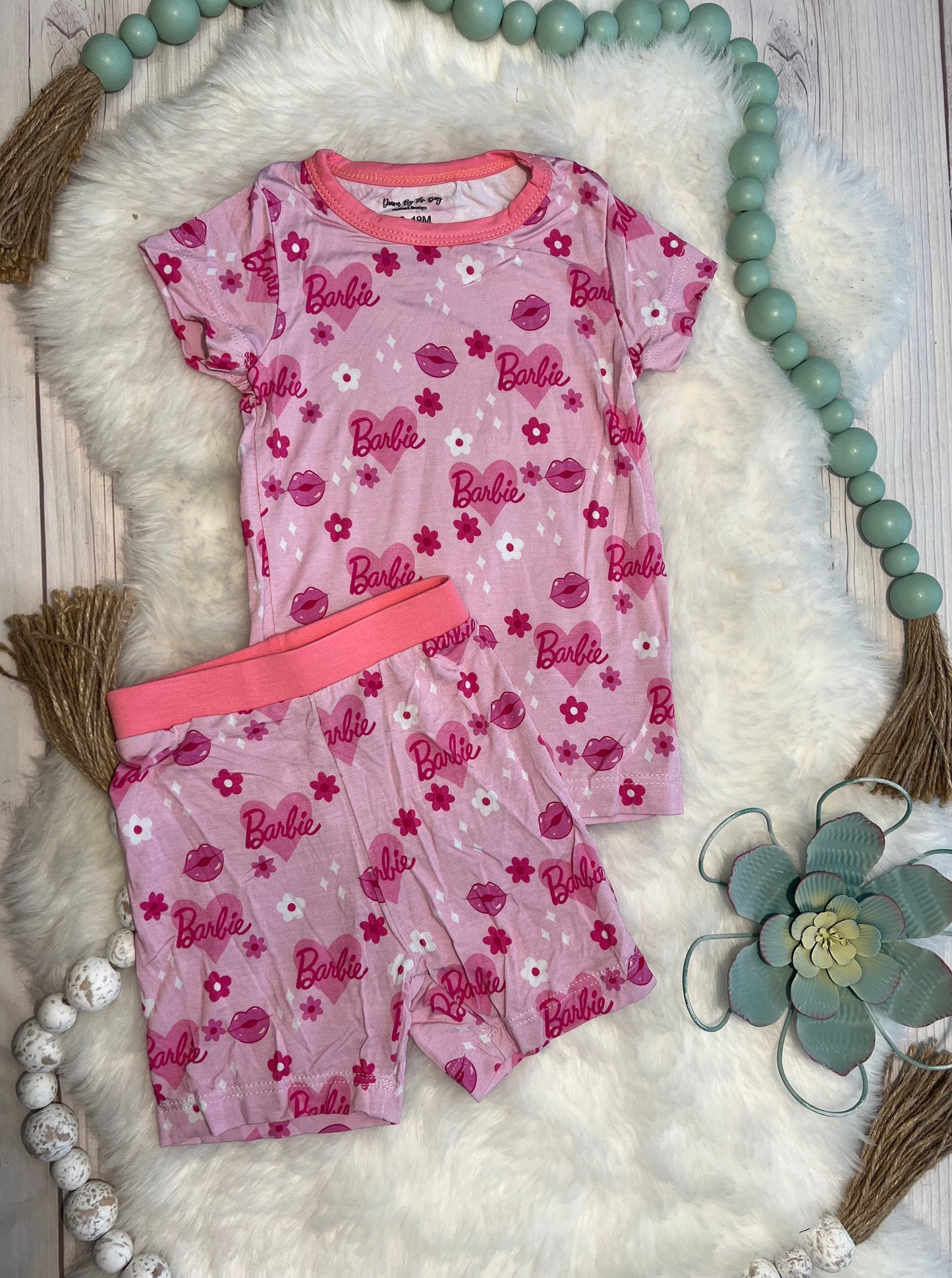 Pink Girly Bamboo Short Set