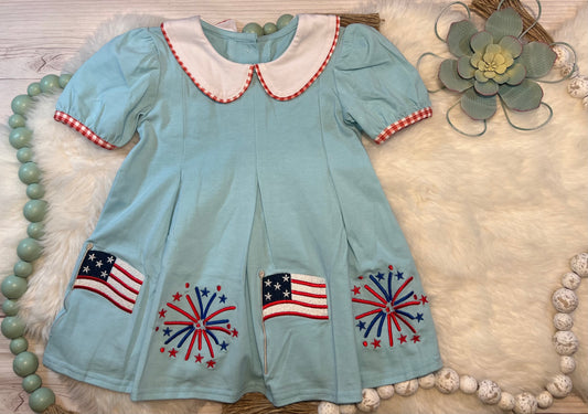 Independence Day Four Embroidery Pleated Dress