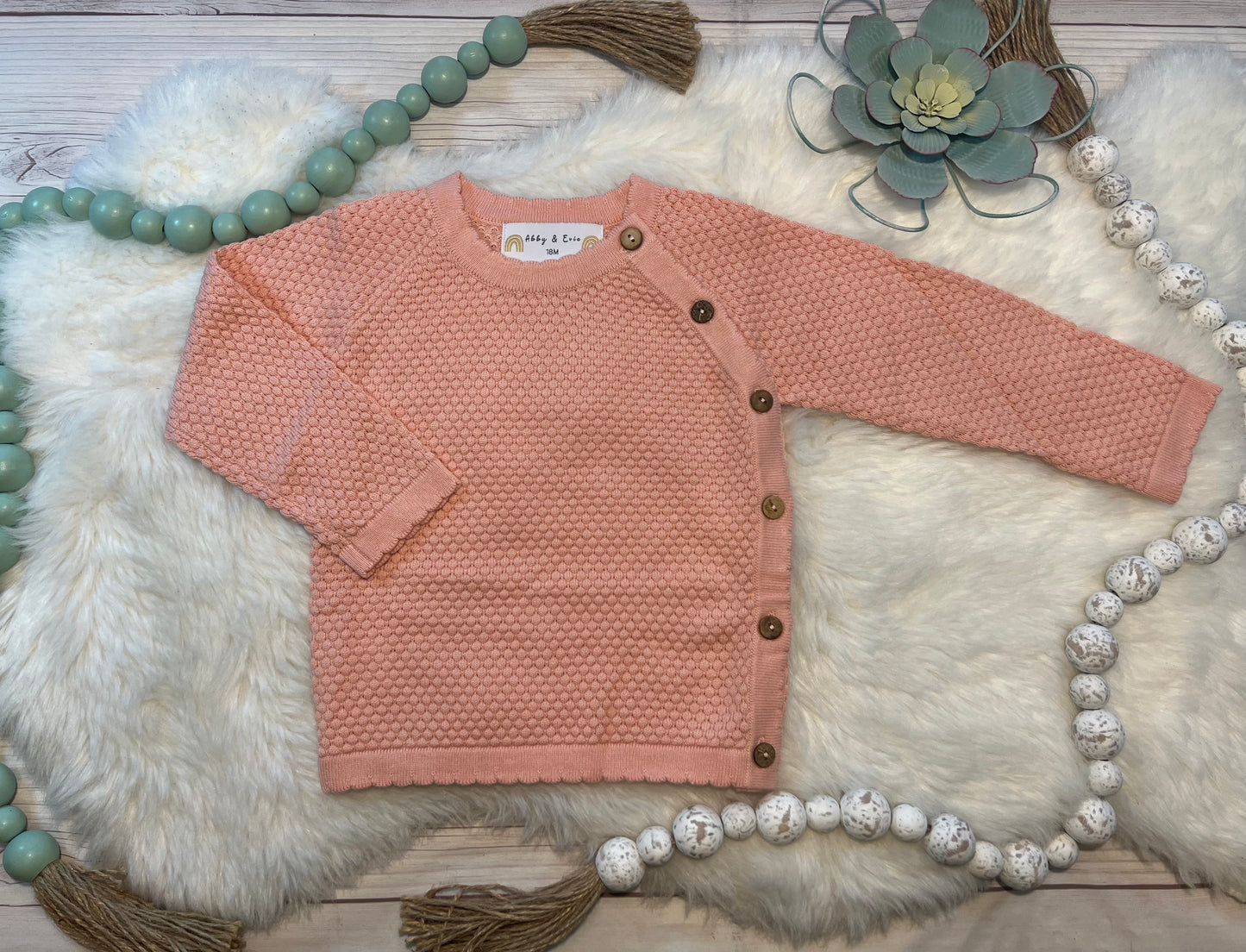 Scallop Button Sweater: Pink