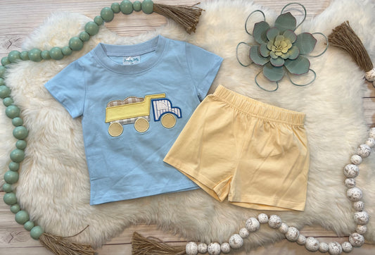 Dump Truck Blue Short Set