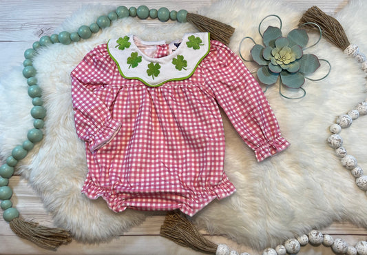 Clover Scallop Collar Pink Gingham Bubble