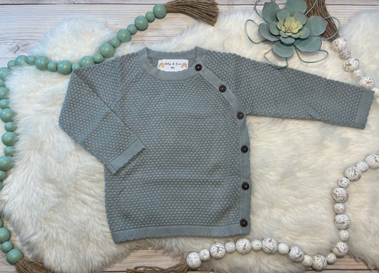 Scallop Button Sweater: Gray