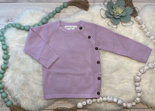 Scallop Button Sweater: Lavender