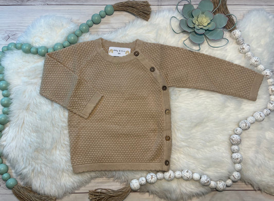 Scallop Button Sweater: Tan